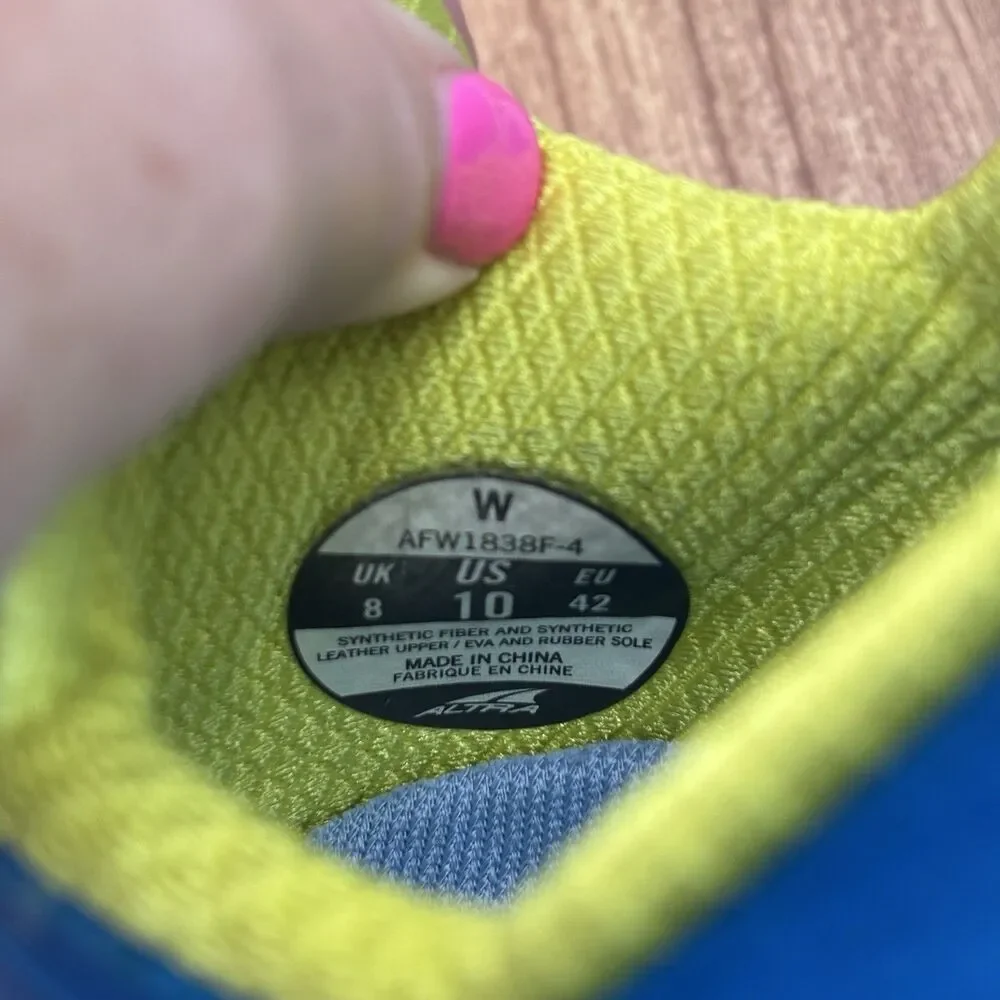 Altra Duo Running Shoes Womens 10 Blue Lime Green AFW1838F-4 Zero Drop Sneakers